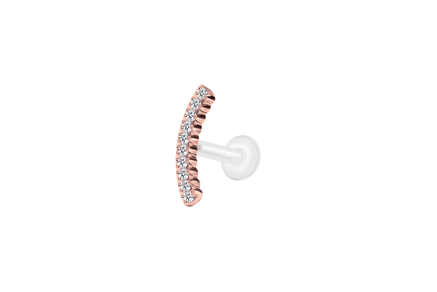 PTFE Labret Piercing mit Innengewinde + Titan-Aufsatz KRISTALLBOGEN